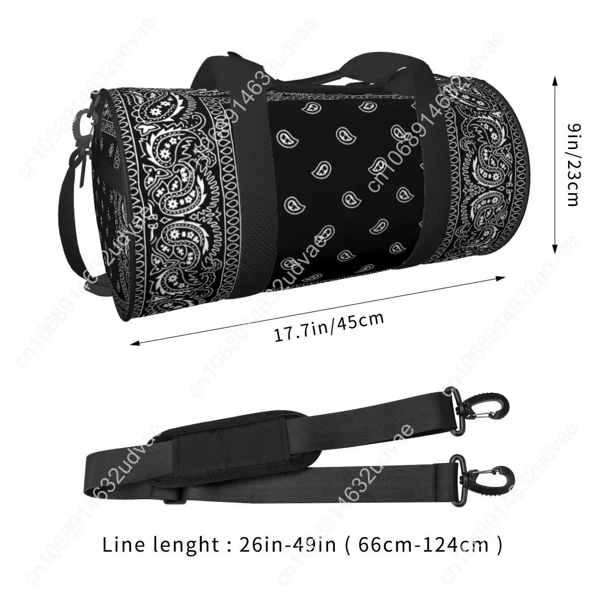 Tas Olahraga Bandanna Tas Olahraga Hip Hop Hitam Tas Olahraga Pasangan Kapasitas Besar Kustom Tas Kebugaran Lucu Tas Tangan Portabel
