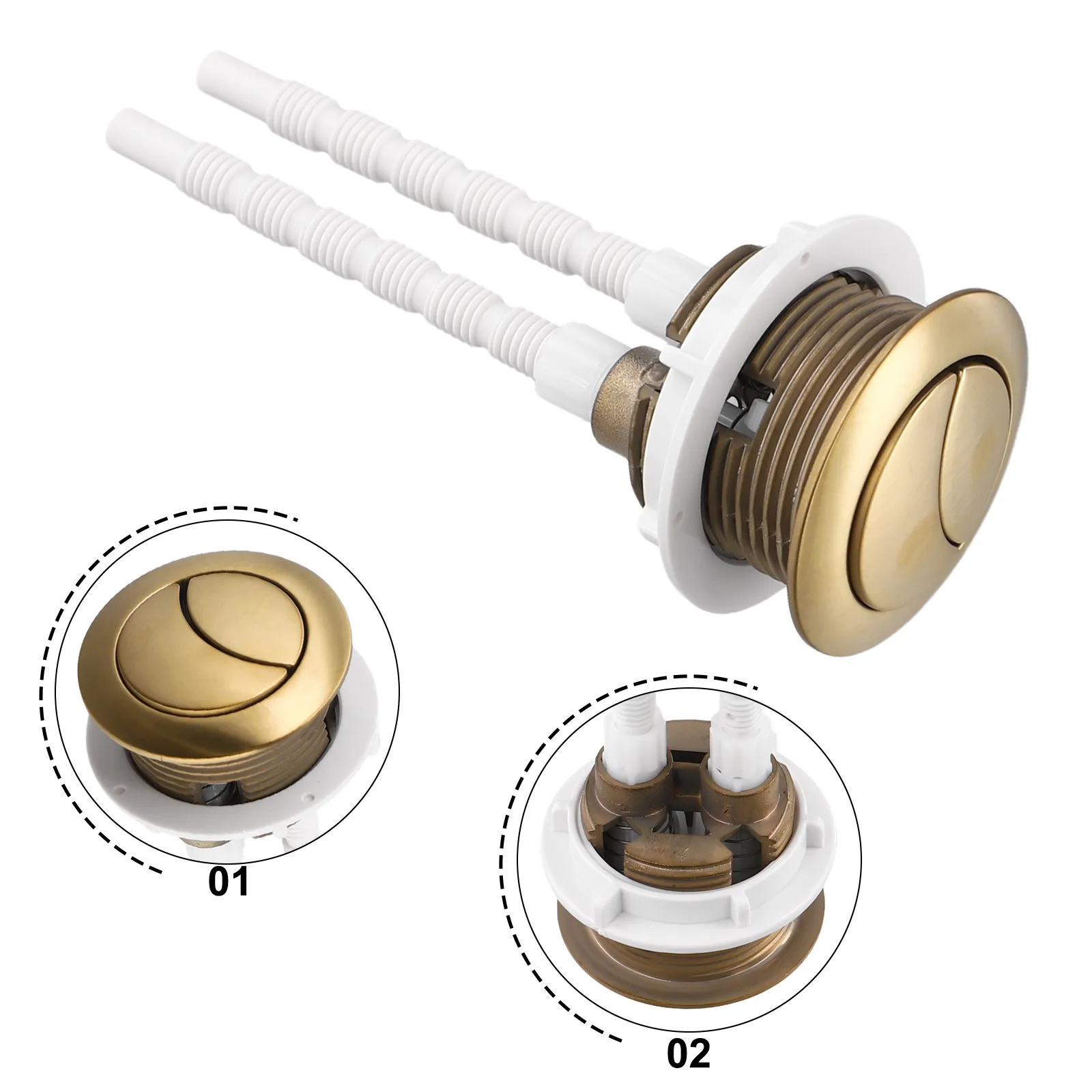 

Brushed-Gold 38mm Toilet Push Button Toilet Flush Cistern Button Close Coupled ABS Dual Flush Toilet Flush Valve Bathroom Parts
