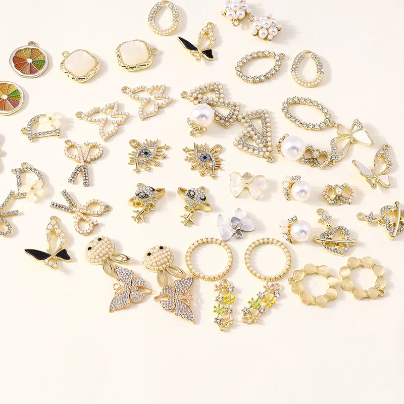 Leslie 4 stücke exquisite Kristall perle runde Hase Schmetterling Bowknot Charms für Ohrringe Halskette Armband DIY Schmuck Zubehör – Detail 3