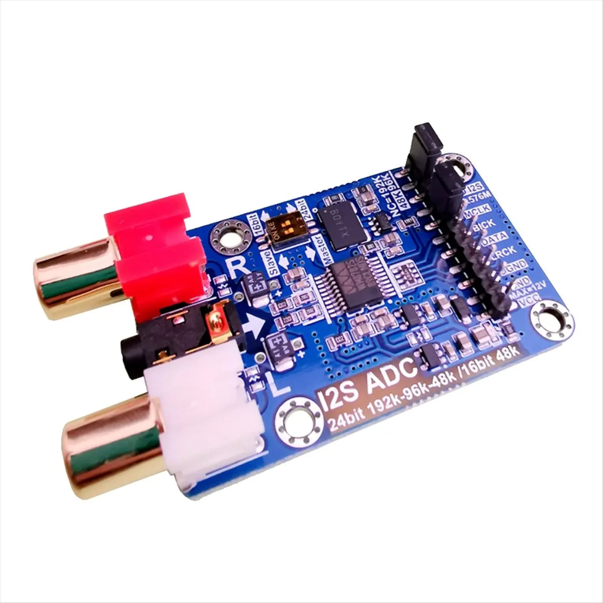 ABAN I2S ADC Audio I2S Acquisition Card Module Master/Slave Mode 24Bit 192K 96K 48K Multi-Functional Development Board