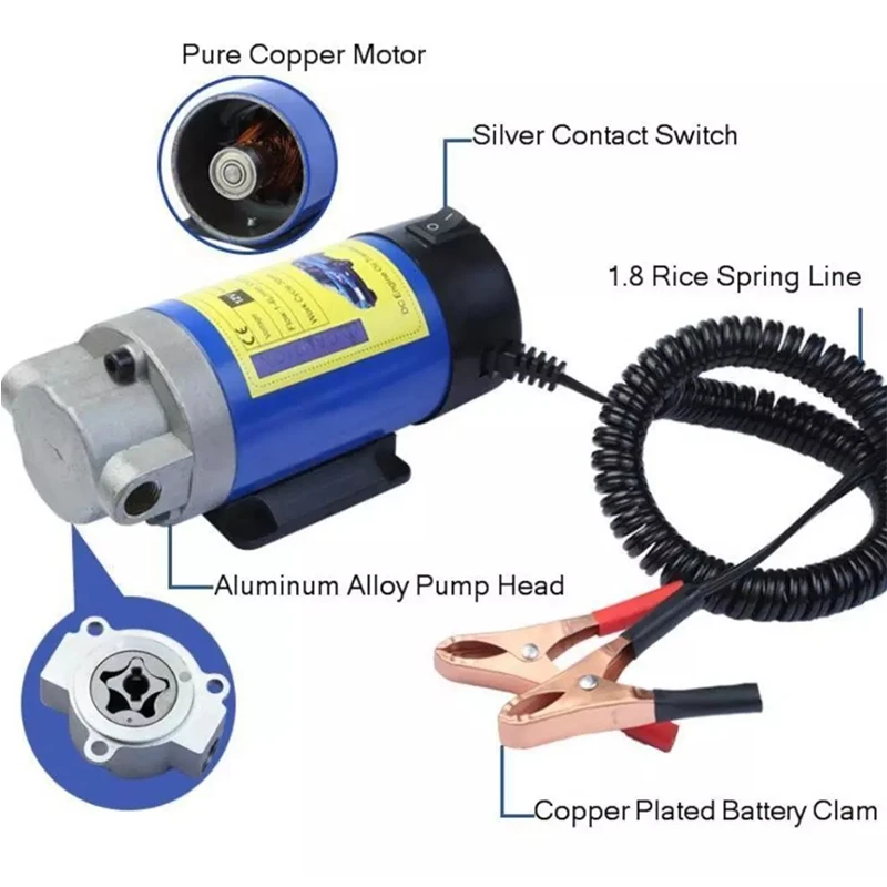 12V Electric Scavenge Suction Transfer Change Pump Motor Oil Extractor Pump 100W 4L for Car