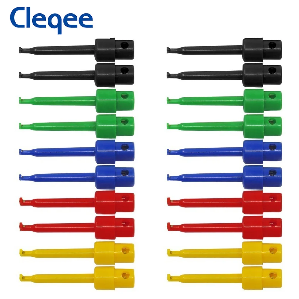 Cleqee 20PCS SMD IC Test Hooks Clips Copper Test Probe Mini Grabber For Breadboard Test Lead DIY Electronics Cable