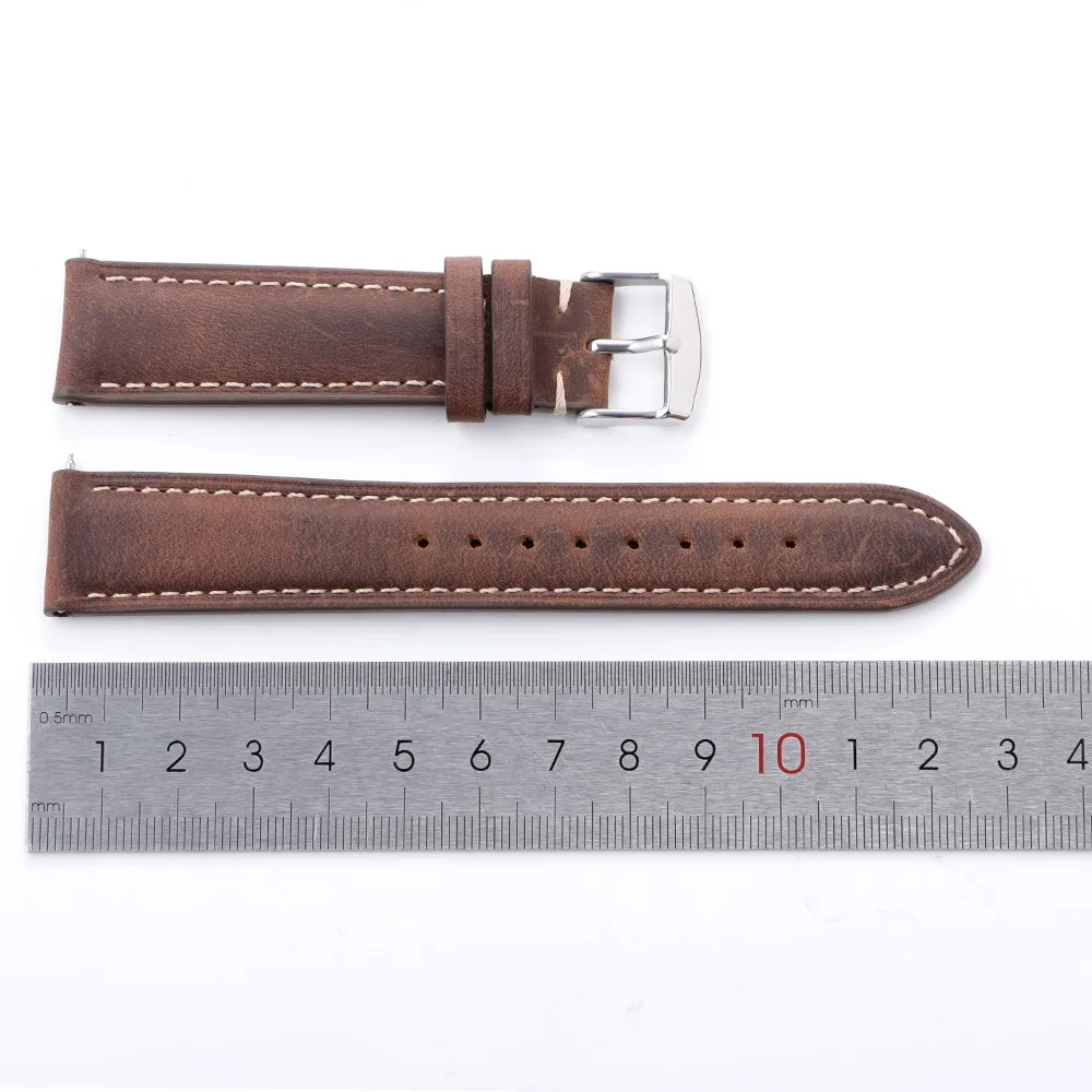 Rindsleder-Uhrenarmband 14mm 16mm 18mm 20mm 22mm 24mm Vintage Dunkelbraun Schnellverschluss-Uhrenband für Samsung Galaxy Watch 8/7/6/5/4 – Detail 1