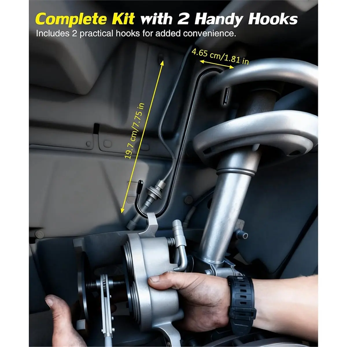 Promotional-Brake Caliper Compression Tool,360° Swing Ratchet Switch with Additional 2 Pcs Large Steel Plate and 2 Hooks Work Gl