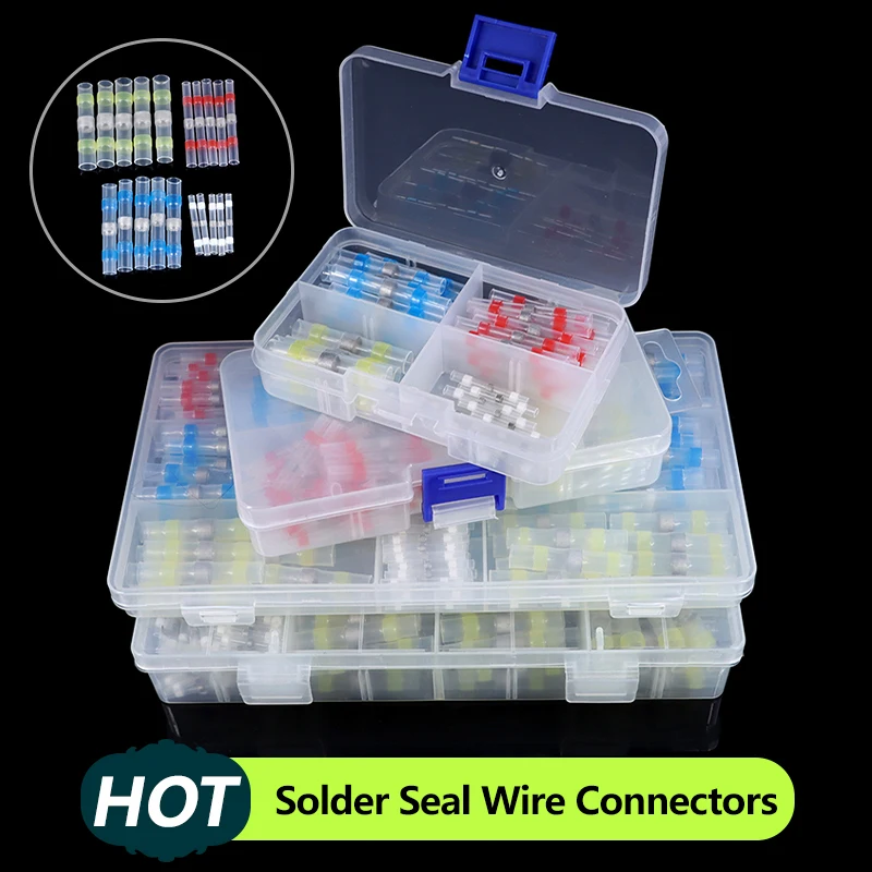 

50~500Pcs Solder Seal Wire Connectors Heat Shrink Solder Butt Insulated Connectors Solder Connector Kits Automotive Marine