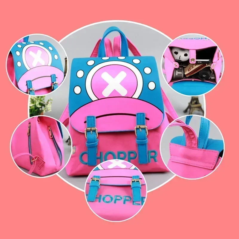 Anime One Piece Tony Tony Chopper Totoro Cute Cartoon Manga due dimensioni borsa da scuola per studenti zaino borsa a tracolla Cosplay Bac