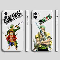 One Piece Luffy Zoro Square Liquid Silicone Phone Case For iPhone 14 13 12 Mini 11 Pro XR X XS MAX 6S 7 8 Plus SE 2020 2022