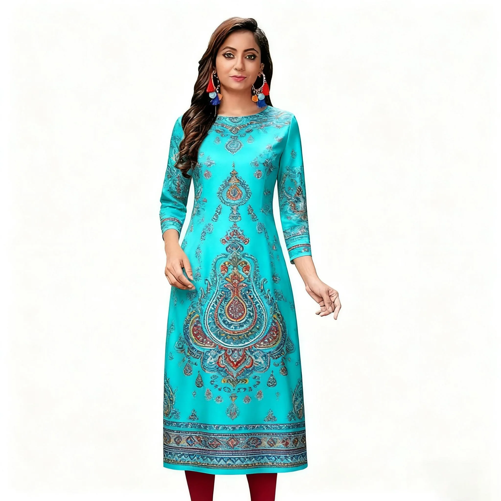 فستان مسلم كورت نسائي عصري وأنيق على الطراز الوطني أنبوب مستقيم غير رسمي بحاشية RSlit نمط زهور تنورة نوبل 2026 #6