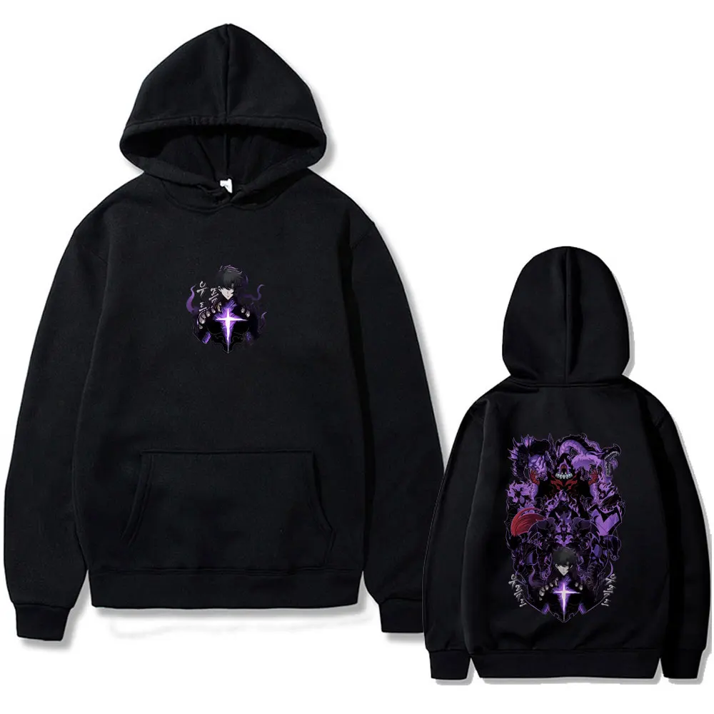 

Anime Solo Leveling Sung Jin Woo Graphic Hoodie Shadow Monarch Sweatshirt Men's Women's Clothing Casual Oversized Fleece Hoodies