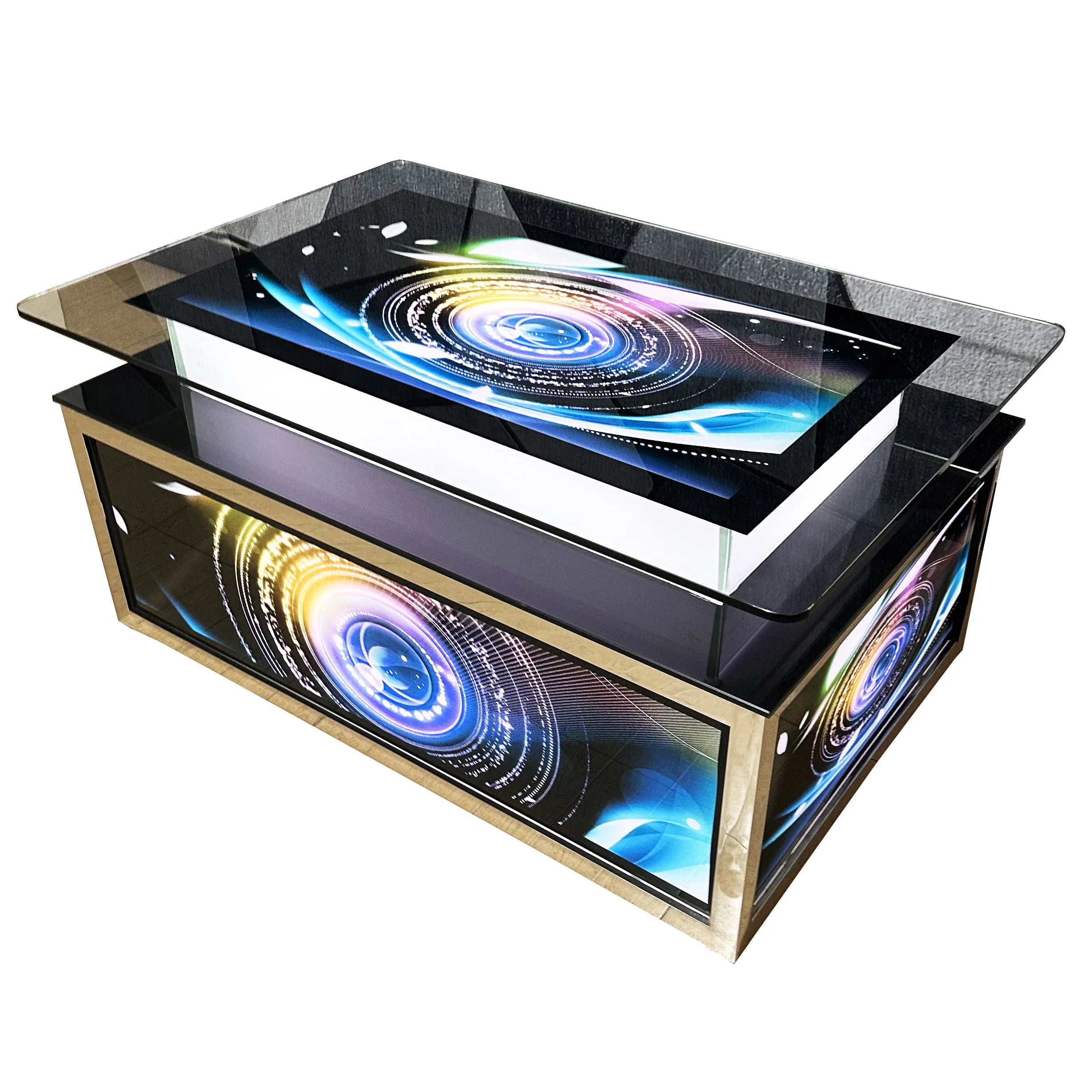 

Luminous coffee table, European stainless steel tea table seven, color change, simple