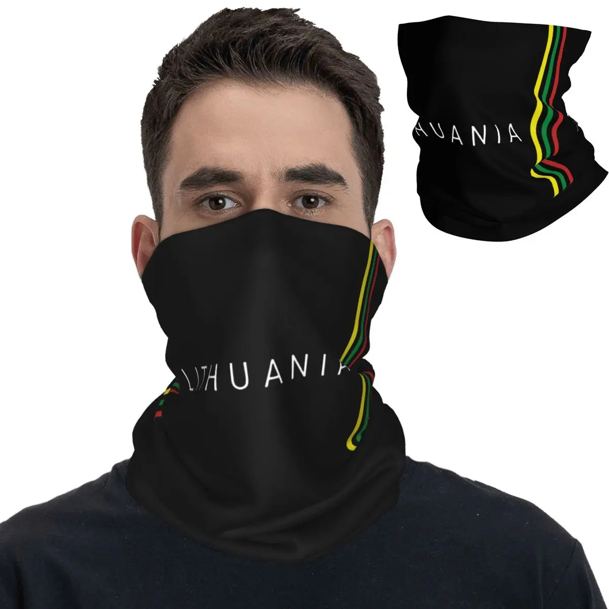 

Lithuania Flag Lithuanian Bandana Neck Cover Printed Balaclavas Wrap Scarf Warm Cycling Fishing for Men Women Adult Washable