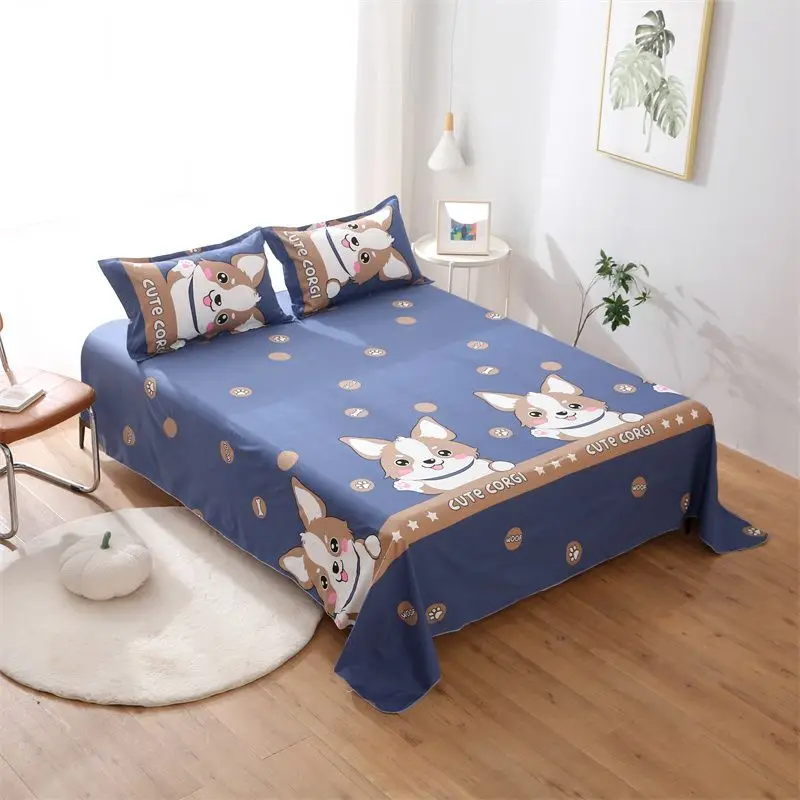 French Country Printed Flat Sheet Set Easy Care Machine Washable for Cozy Cottage Bedroom‌