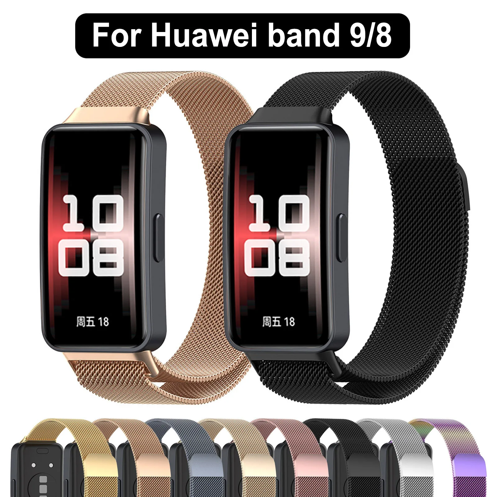 Mlianese Loop Strap For Huawei Band 9/8 Smartwatch Magnetic correa Wrist band Metal Stainless Steel Bracelet Huawei Band 8 strap