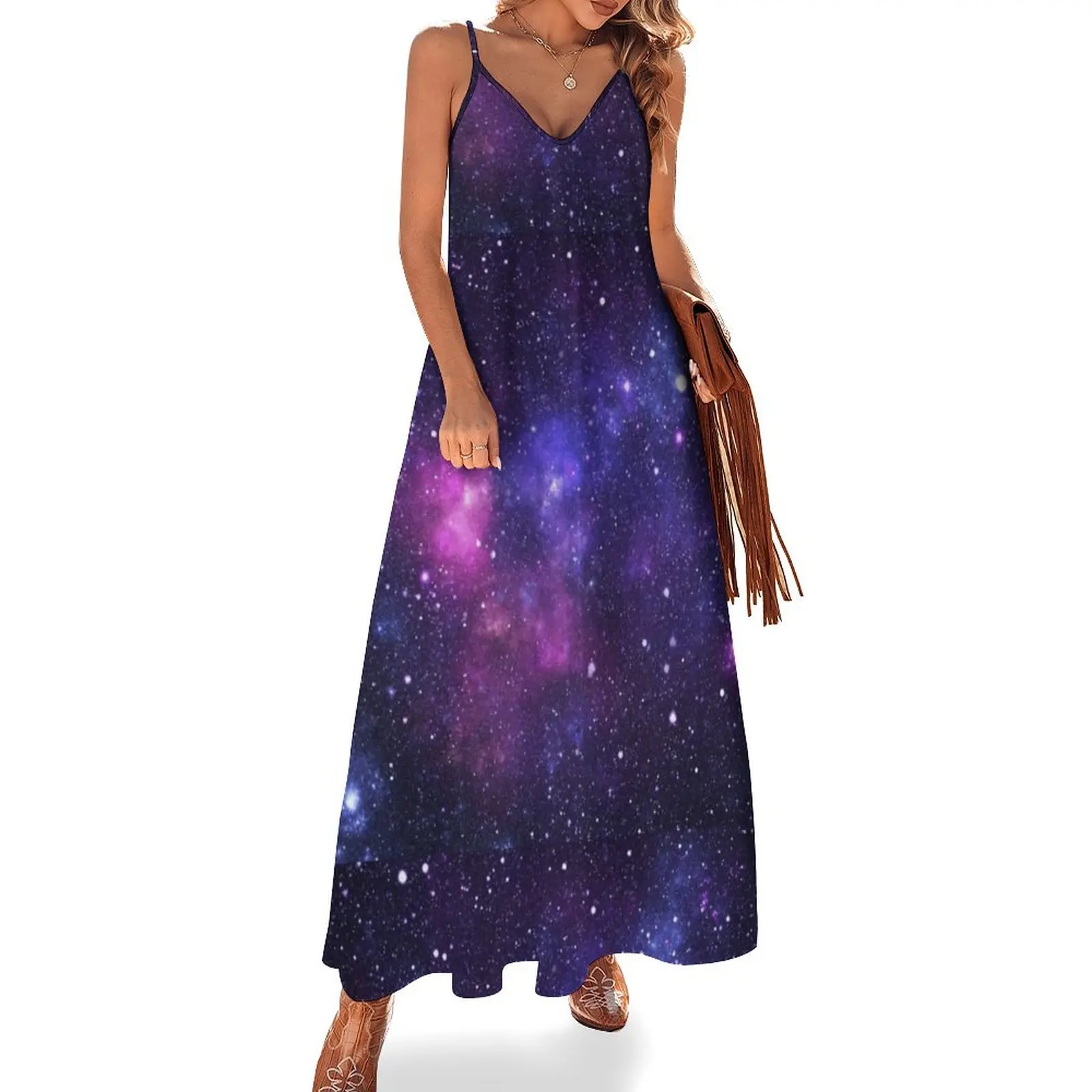 

Purple Galaxy Nebula Stars Sleeveless Dress loose summer dress prom dress 2024 summer 2024 women Women's summer