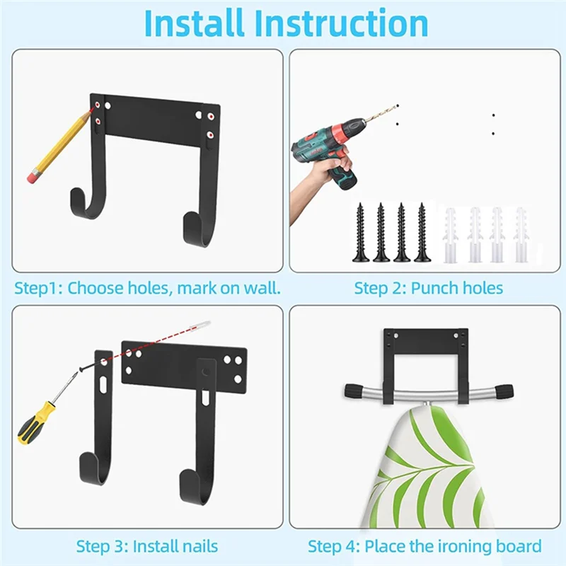 

-A90P Ironing Board Holder Wall Mount Ironing Board Wall Mount Laundry Room Iron And Ironing Board Hanger