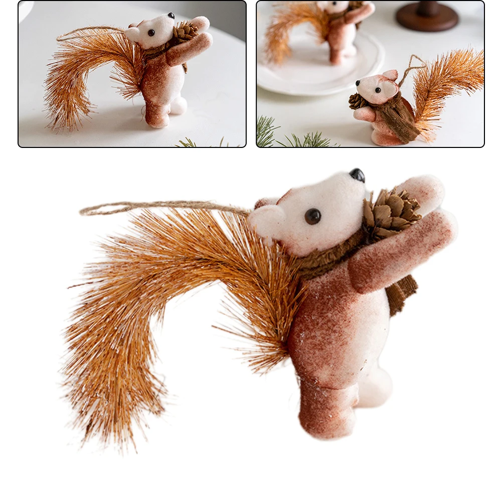 Small Squirrel Ornament Simulation Squirrel Christmas Tree Hanging Decorations Pinecone Ornaments For Christmas Tree Ront Door