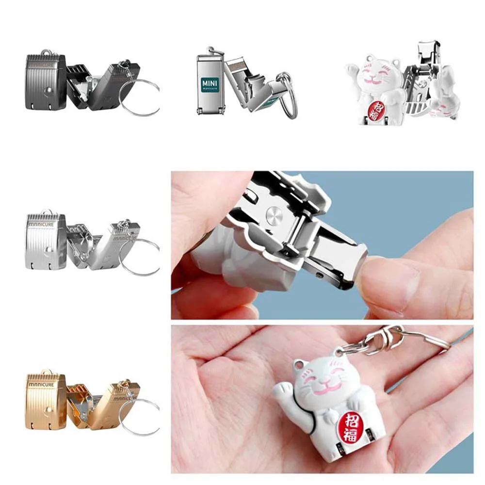 

Maneki Neko Lucky Cat Mini Nail Clipper Keychain Bag Pendant Car Key Decor Mini Nail File Mini Size Stainless Steel