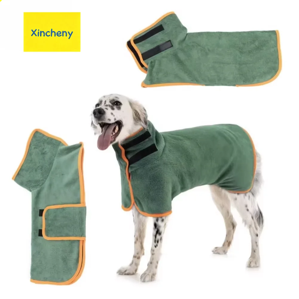 Dog Bathrobe Towel Microfiber Absorbent Quick Dry Adjustable Soft Cozy Large Medium Small Dogs Puppy Pet Drying Coat Hot New