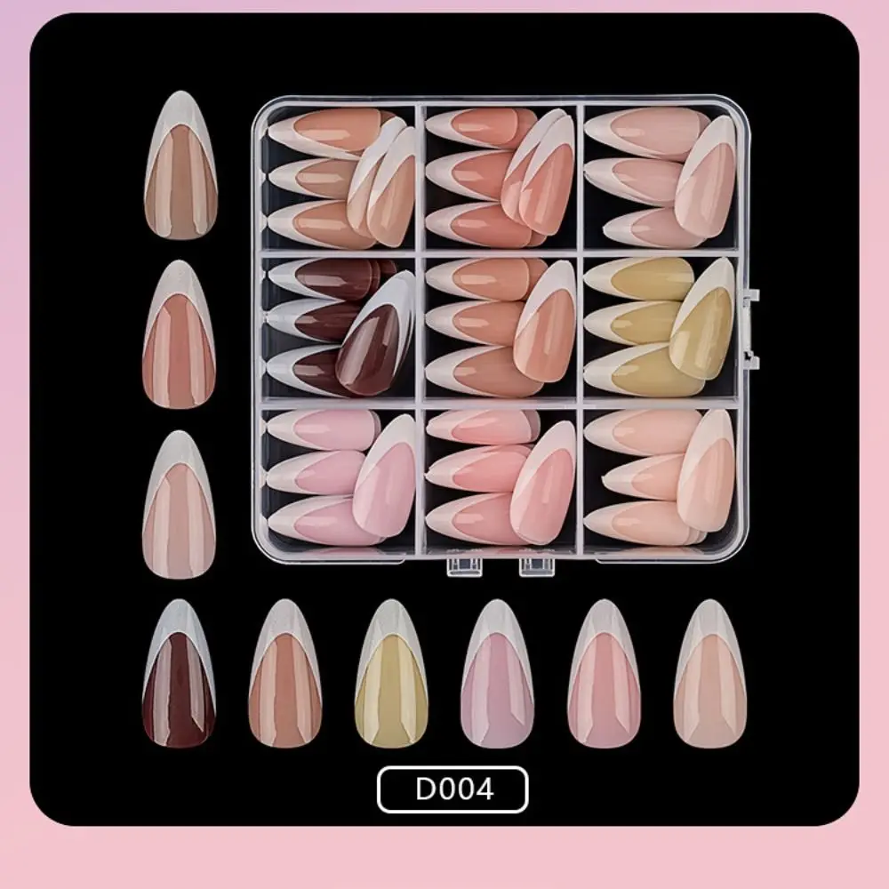 

108 шт. новые разноцветные французские накладные ногти розового миндаля в виде гроба, накладные ногти, удобные готовые акриловые накладные ногти, сделай сам