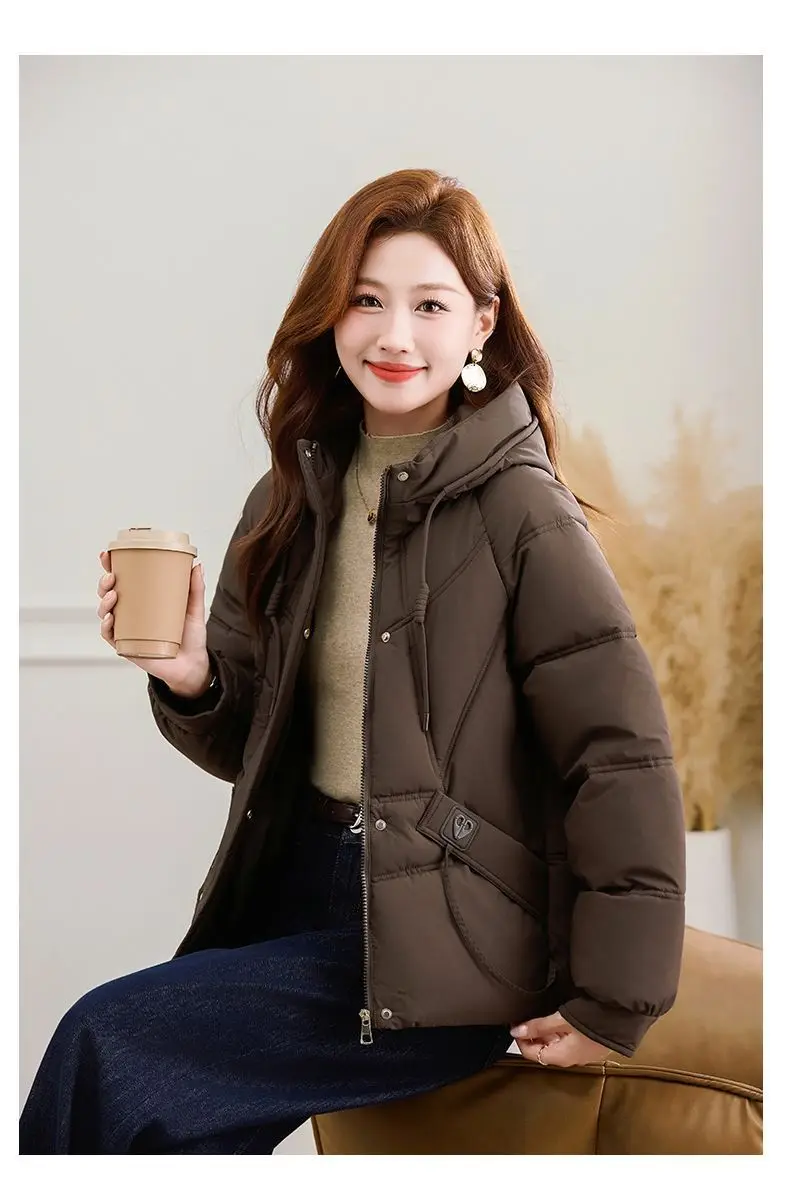 2027 Winter New High End Big Fur Collar Workwear Down Cotton Jacket Women's Fashion Short Thicken Cotton Female Parkas Coats