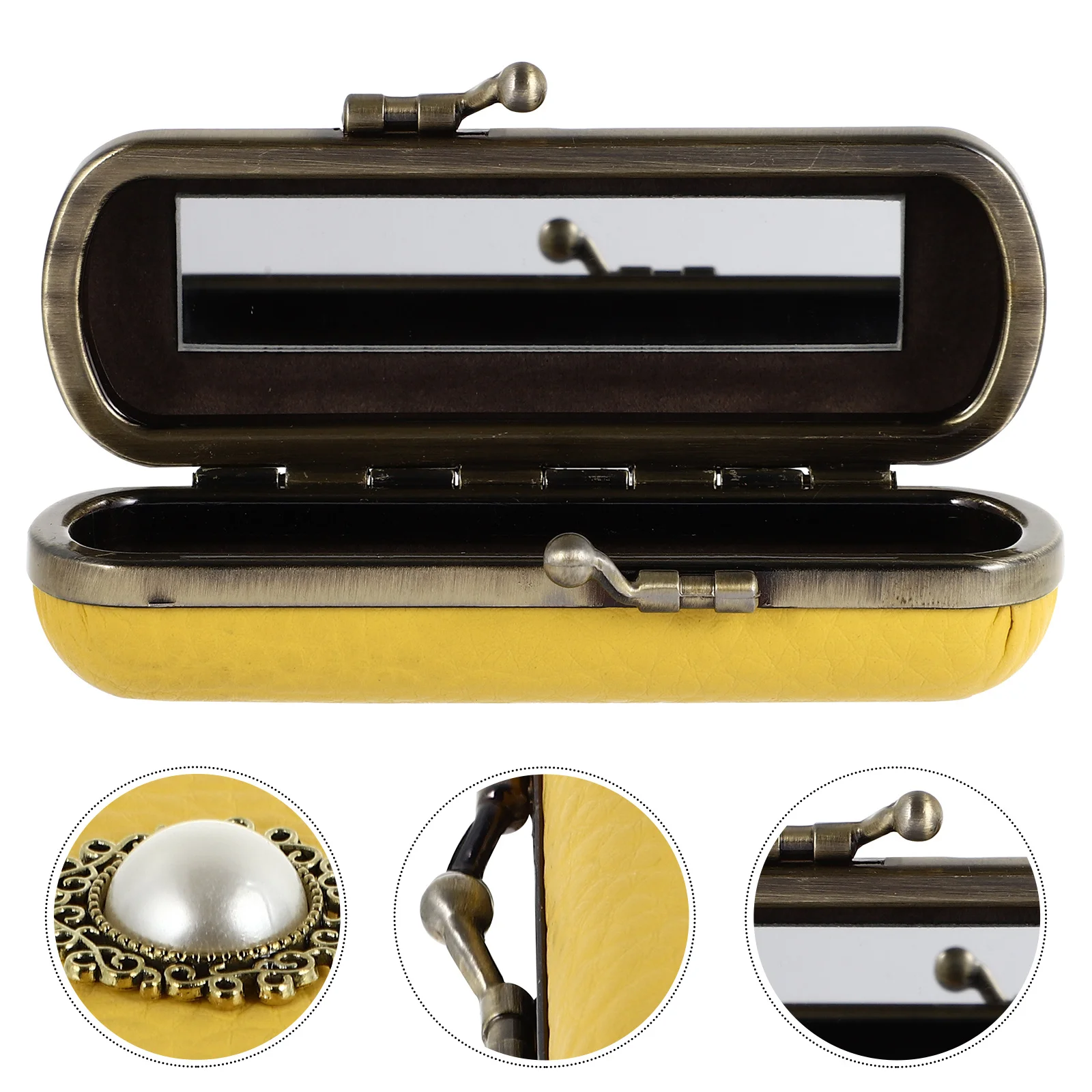 Retro Lipstick Storage Box Single Compact Vintage Style Desktop Organizer Jewelry Holder Portable Chic Lipstick Case
