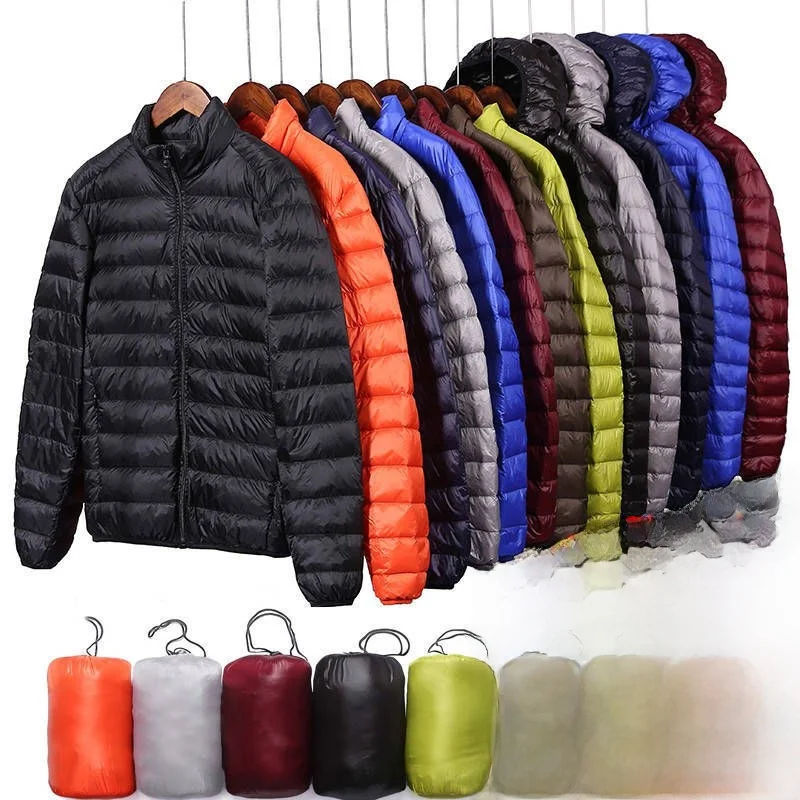 

Мужская легкая теплая пуховая куртка Jaet, молодежная длинная одежда, другая заполняющая шляпа, воротник-стойка, модная зимняя верхняя одежда