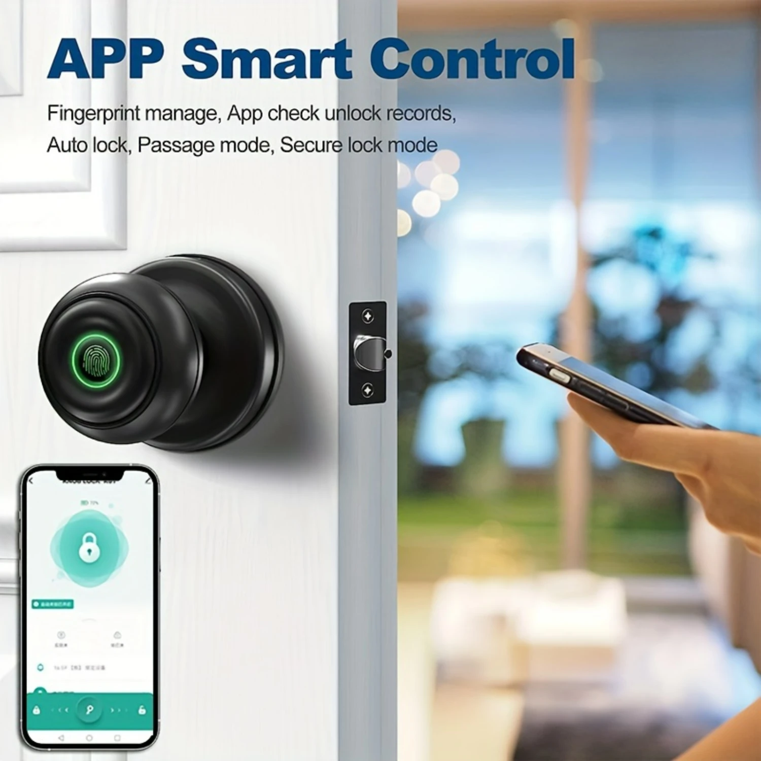 Enhanced Security and Convenience Smart App-Controlled Door Knob - CS01Y, Battery Not Included