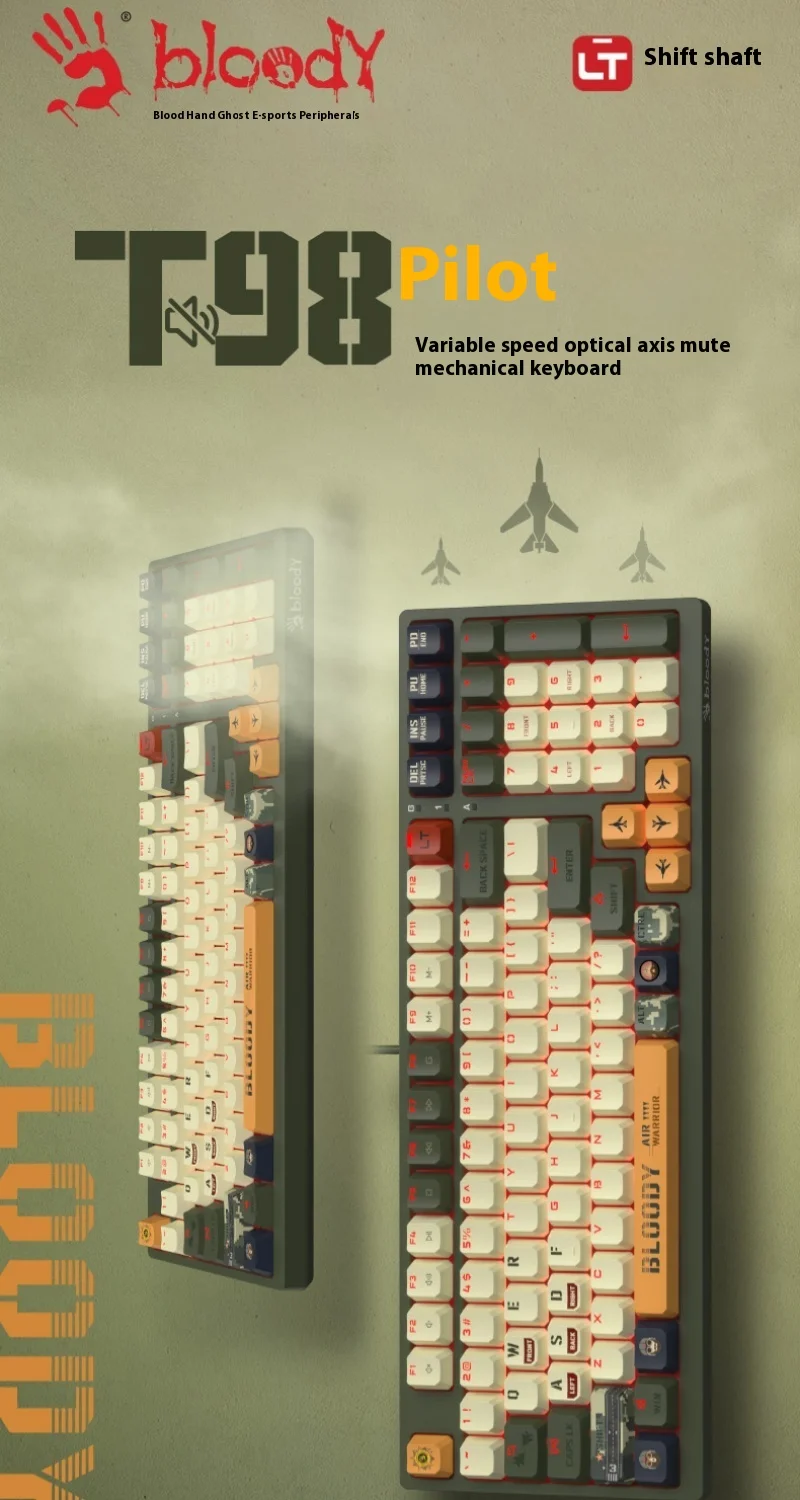 Проводная Механическая клавиатура A4tech T98, игровая клавиатура для киберспорта, офисных игр, для разных сцен, комфорт