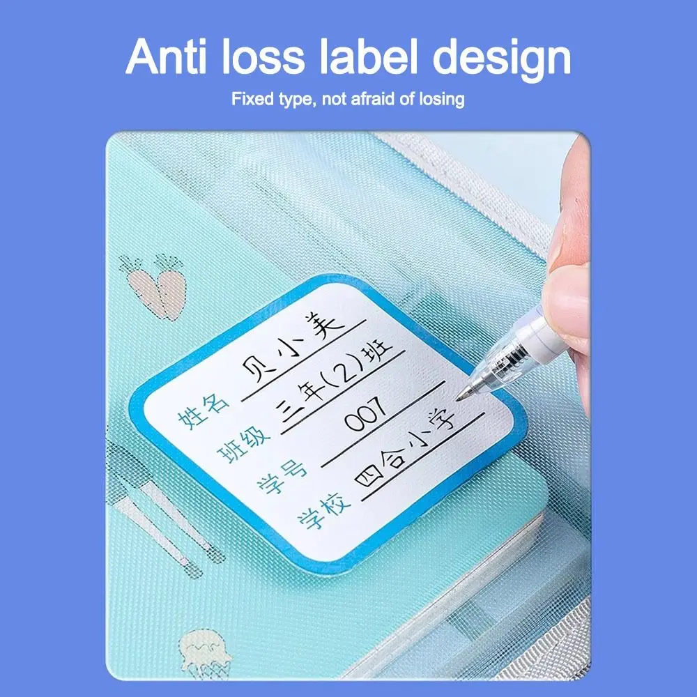 A4 Mesh Mesh Zipper Pouch Bag Large Capacity Thickened File Subject Classification Bags Hand Storage Bag School Office Supplies