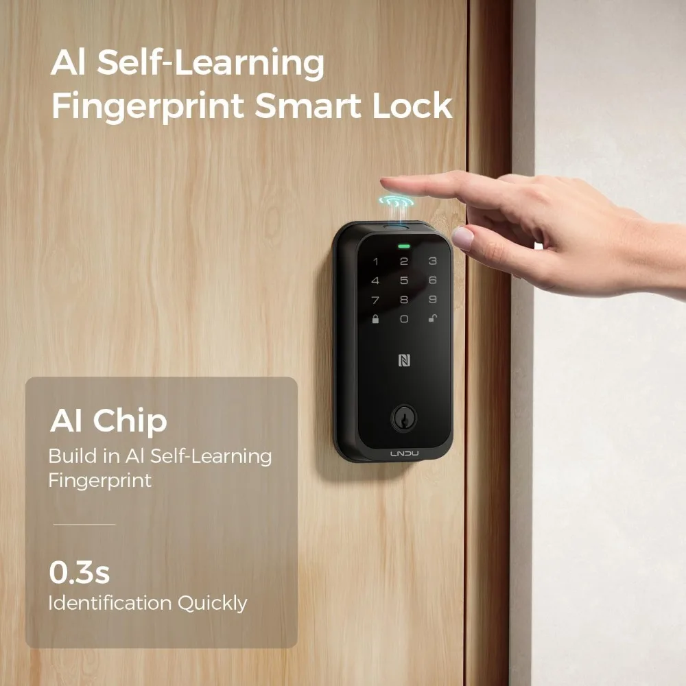 Inteligentny zamek HK01, bezkluczykowy zamek do drzwi z Apple HomeKey, zamek z czytnikiem linii papilarnych, kompatybilny z Apple Homekit, do drzwi wejściowych, łatwy w instalacji.