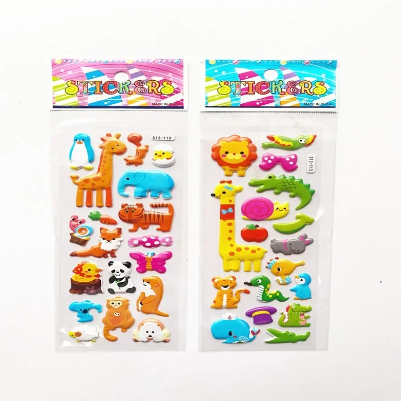 New hydraulic concave convex animal series stickers Cute changing three-dimensional cartoon DIY foam stickers for men and girls