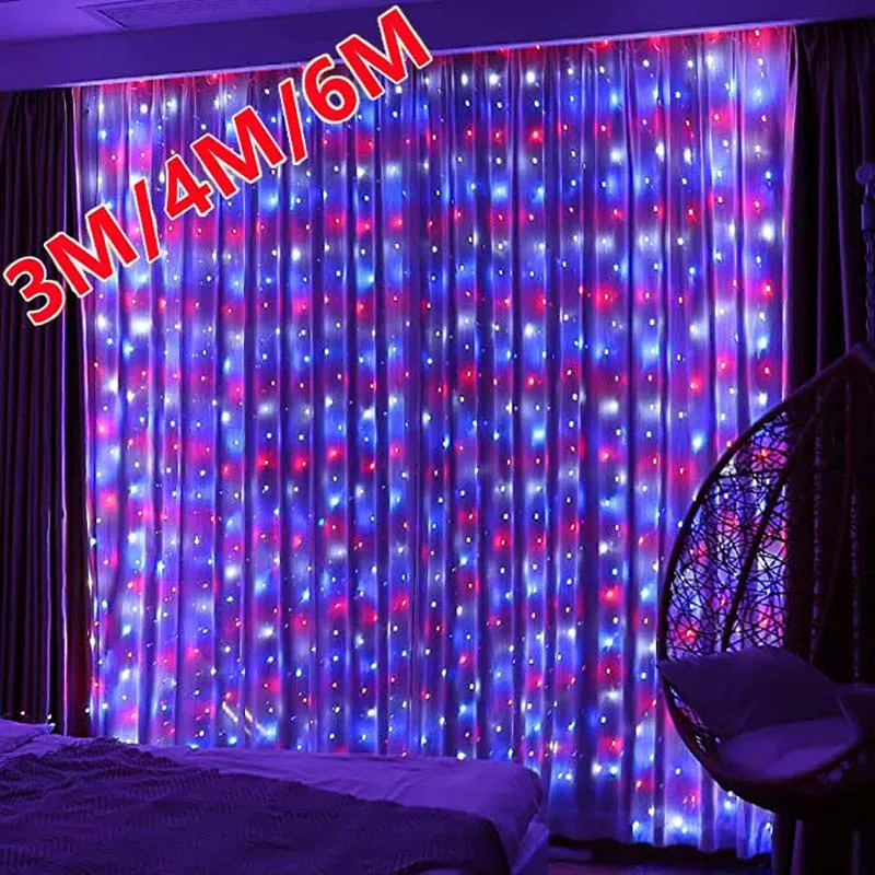 6x3/4x2/3x3m Led Curtain Garland Festoon Fairy Lights with Remote New Year Garland Christmas Decoration Party Wedding Home Decor