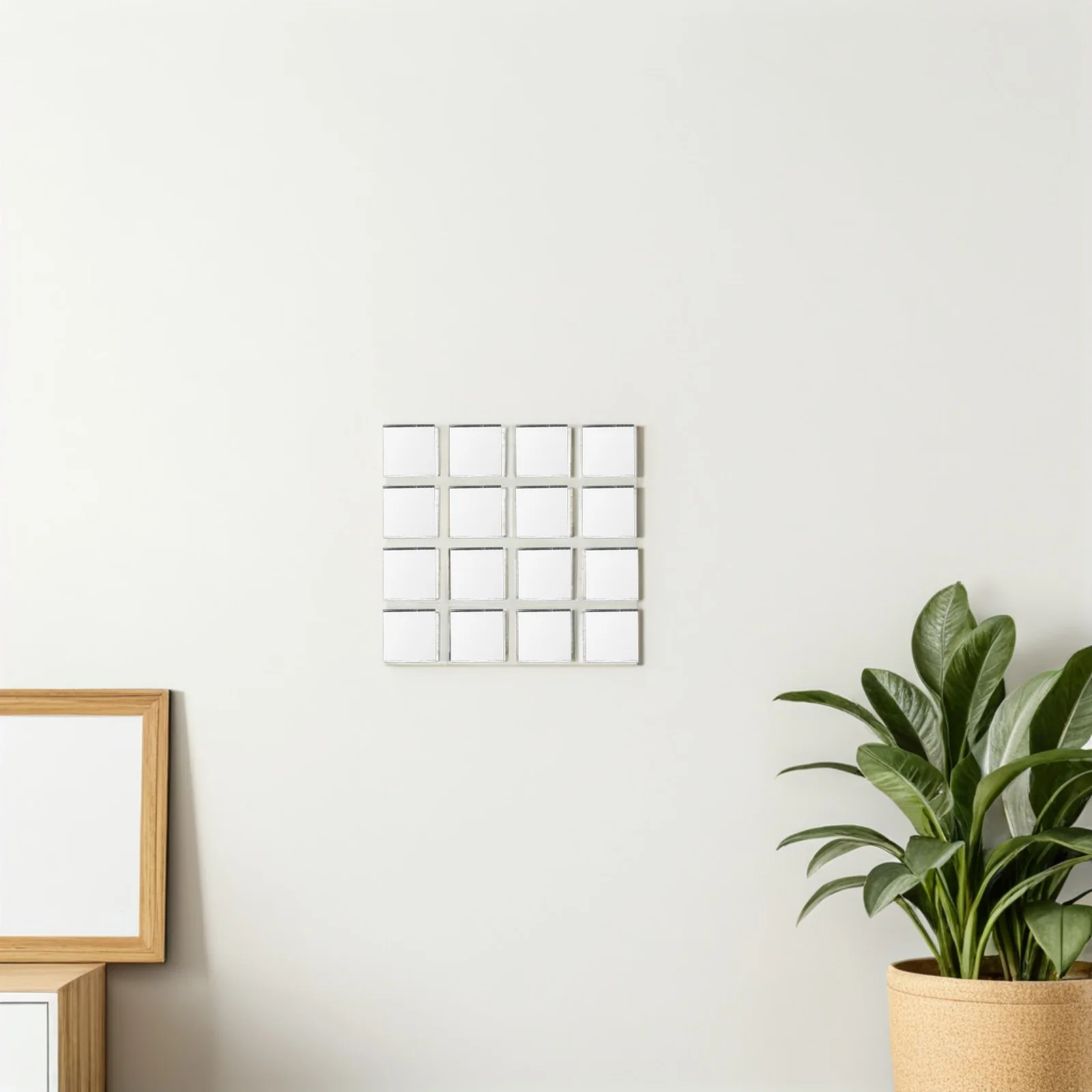 

100Pcs Adhesive Mirror Tiles Square Polished Easy Install Wall Tiles for DIY Crafts Living Room Bedroom Office Decorative