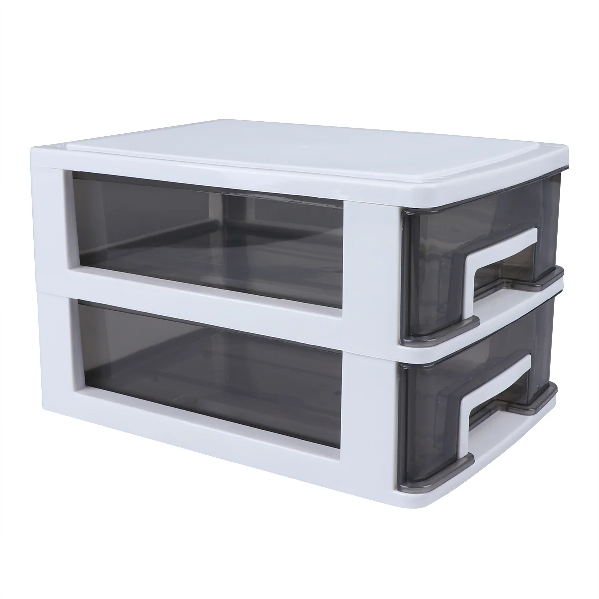 

Drawer Type Storage Box Two-Layer Transparent Black White Plastic Organizer For Office Study Room Desktop Brush