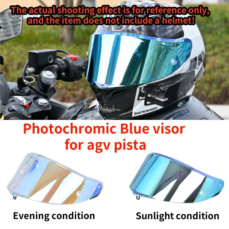 

Фотохромные синие линзы с козырьком для AGV Pista GPR GPRR RACE 2 RACE 3, анфас Viseira