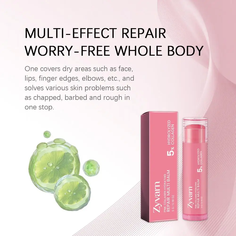 5% Hydrolyzed Collagen Multi‑use Balm Stick Hydrating Repair For Lips Face Neck Elbow Cuticle Soothe Dry Skin Daily Skin Care