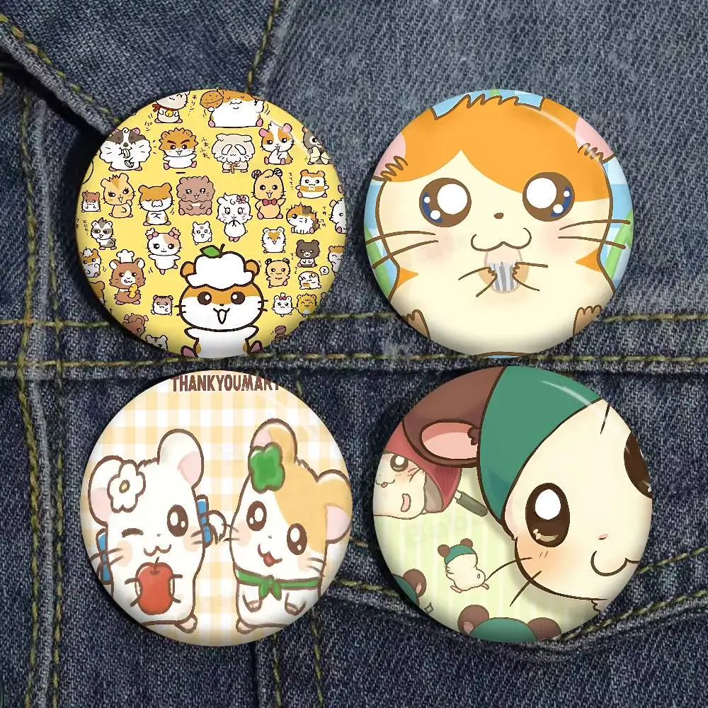 Cartoon Cute Hamtaro Tinplate Pin Button Custom Anime Role Old-school Brooch Cartoon Collar Badge Jewelry Gift Fans