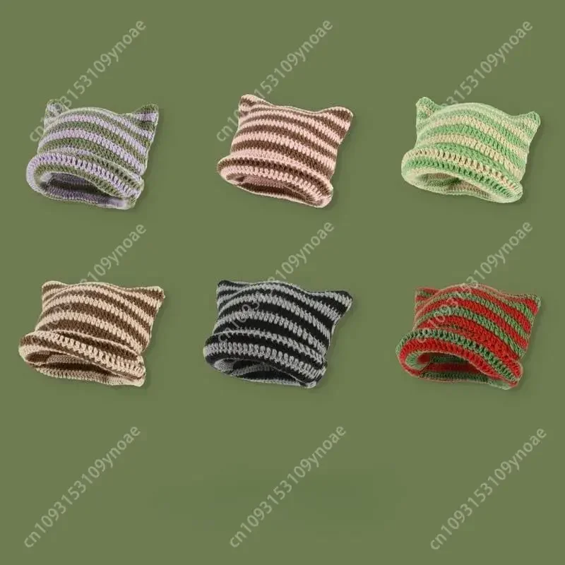 หมวกโครเชต์หมวกแมว Vintage Beanies Fox หมวก Grunge อุปกรณ์เสริม Slouchy Beanie ผู้หญิง Man กิจกรรมกลางแจ้ง Unisex ปรับ