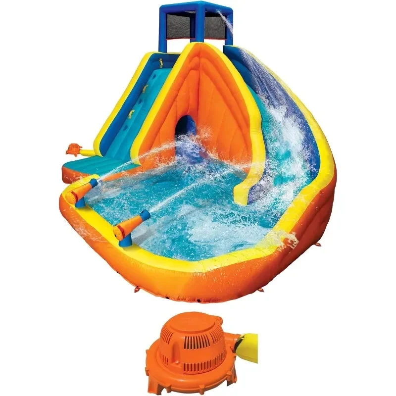 

Banzai Sidewinder Falls Inflatable Kids Water Park Swim Splash Pool with Slide, Clubhouse, Climbing Wall Built-in Water Cannons