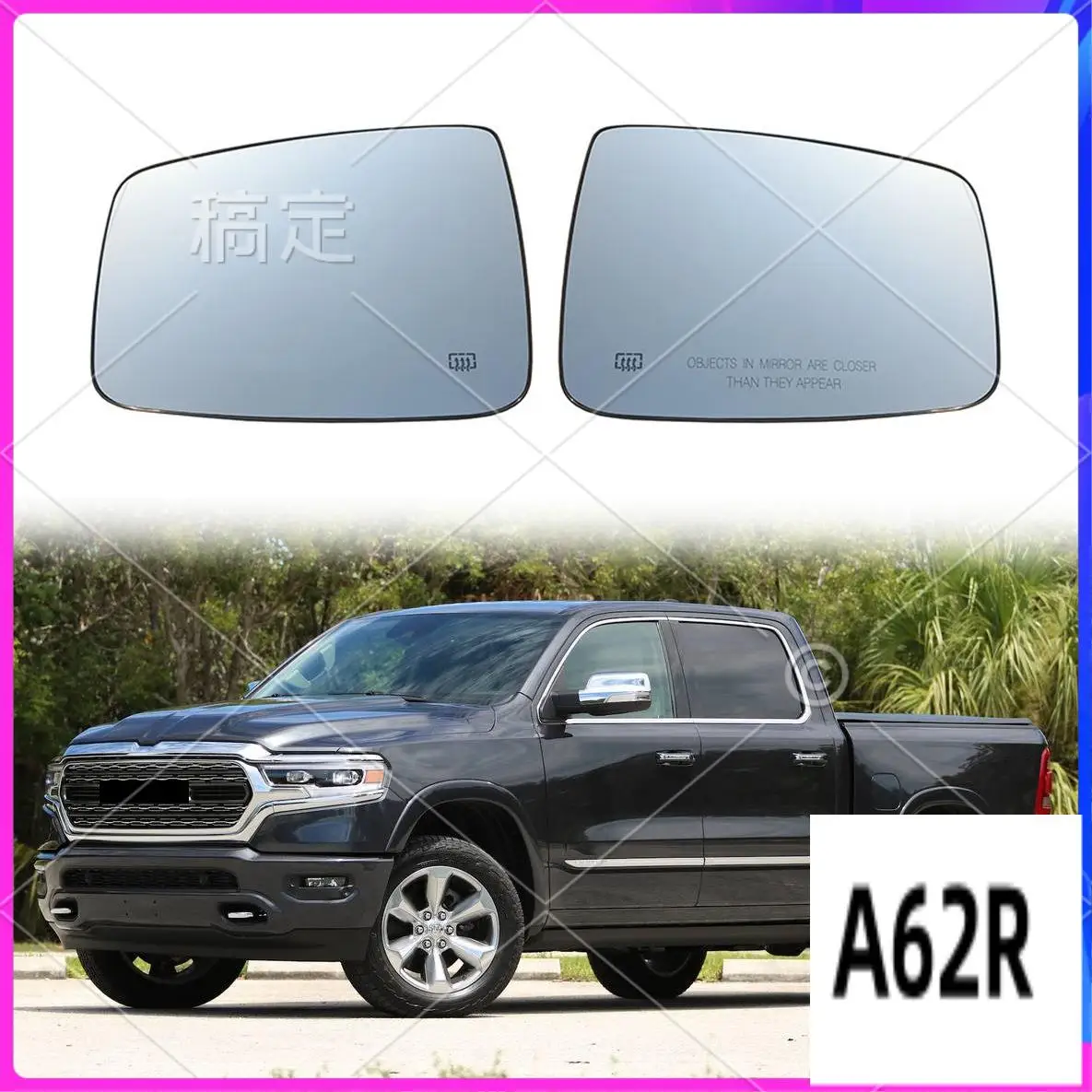 

R2-For Dodge Ram 1500 2500 2009-2019 Car Front Heated Side Door Wing Rear View Mirror Lens Glass