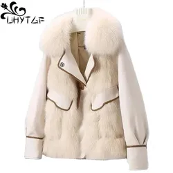 Winter Suede Faux Fur Coat Womens 2023 New Fluffy Fur Warm Parkas Thick Coats Down Jacket Female Streetwear Splice Overcoat 2905