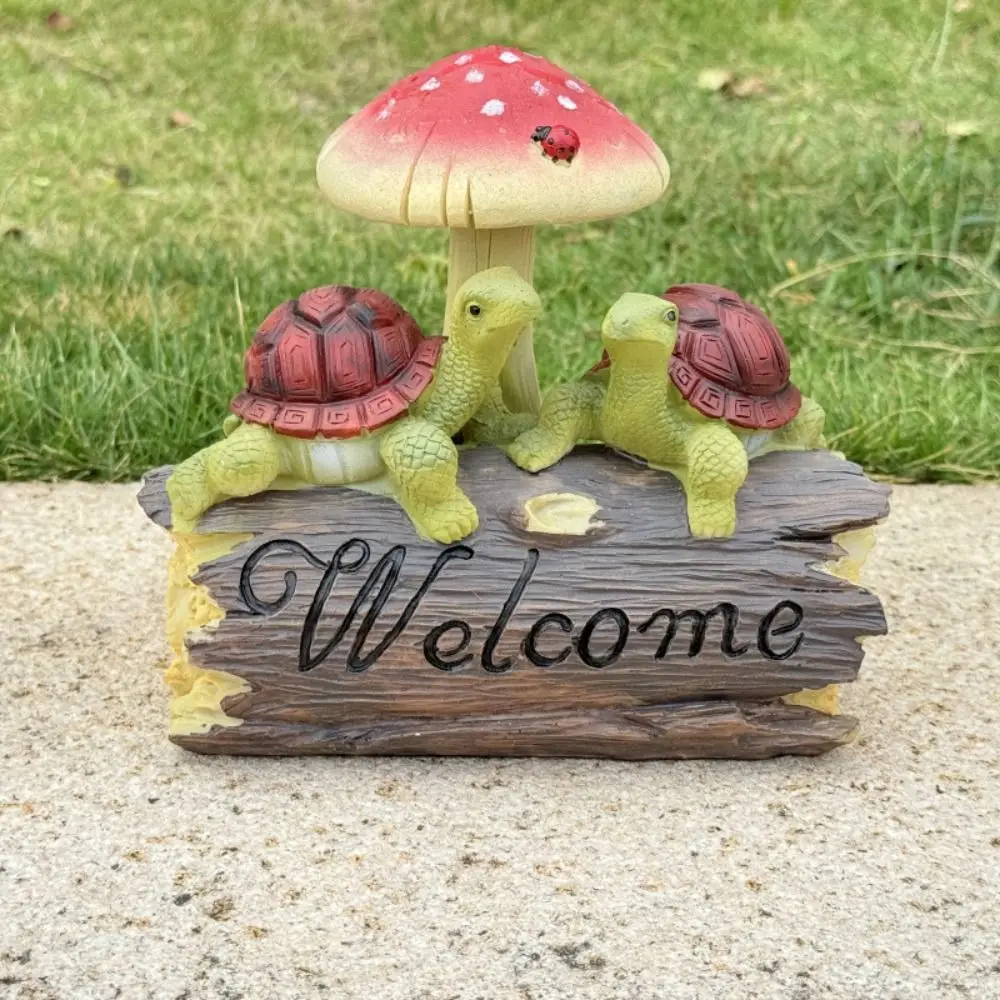 Resin Turtle Mushroom Statue Ornament Cartoon Cute Animal Statue Handicraft Simulated Miniatures Figurine Sculpture