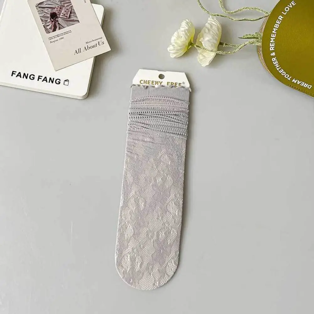 Schweißabsorbierende, atmungsaktive, erfrischende, verschleißfeste Baumwoll-Mesh-Socken, Damen-Spitzensocken, koreanische Blumenstrümpfe, ausgehöhlte Socken