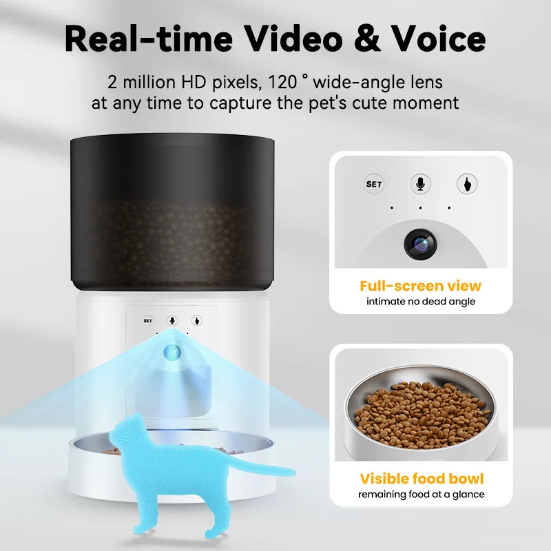 

Automatic Cat Feeder With APP Control For Remote Feeding WiFi Automatic Dog FeederRegularly and in fixed amounts cat accessories