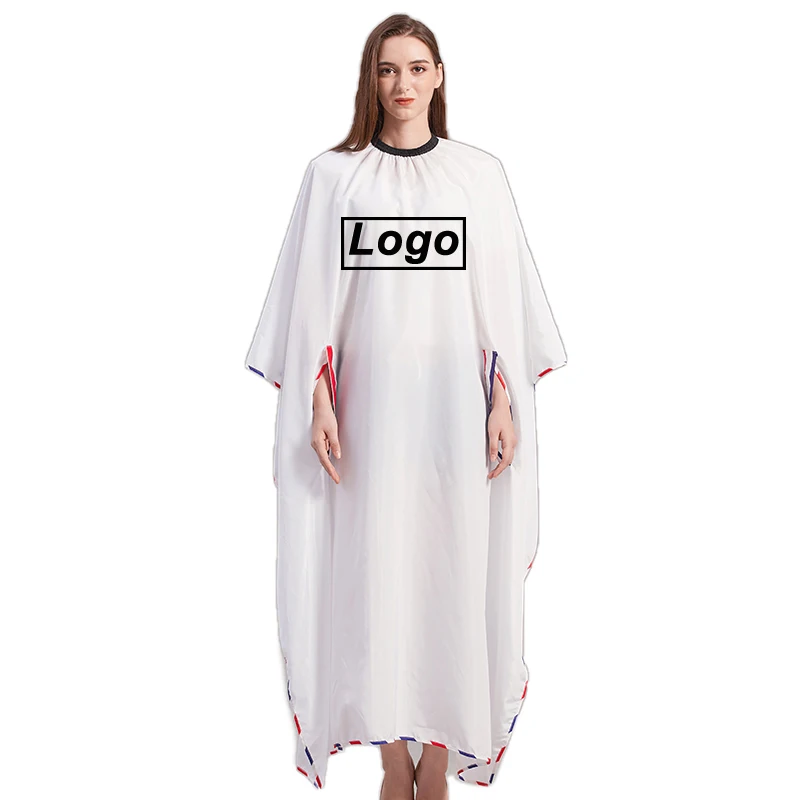 Customized Logo Colorful Edge Hidden Sleeve Hairdressing Cape Waterproof Apron Beauty Salon Barber Robe Gown Can Play Phone 1679