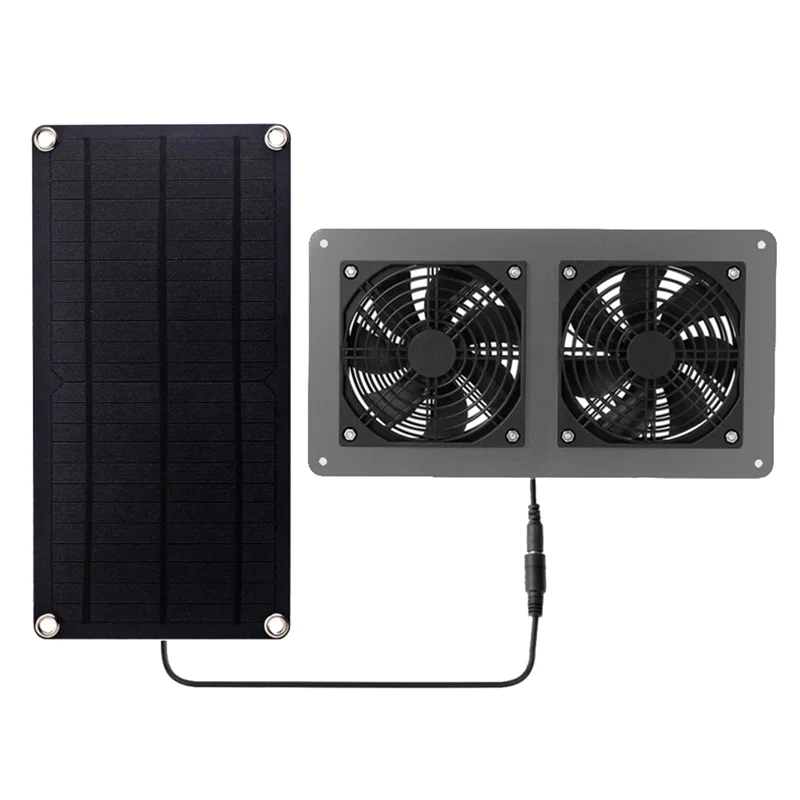 Solar Exhaust Fan Air Extractor Ventilator Solar Panel Powered Dual Fan for Dog Chicken House Greenhouse