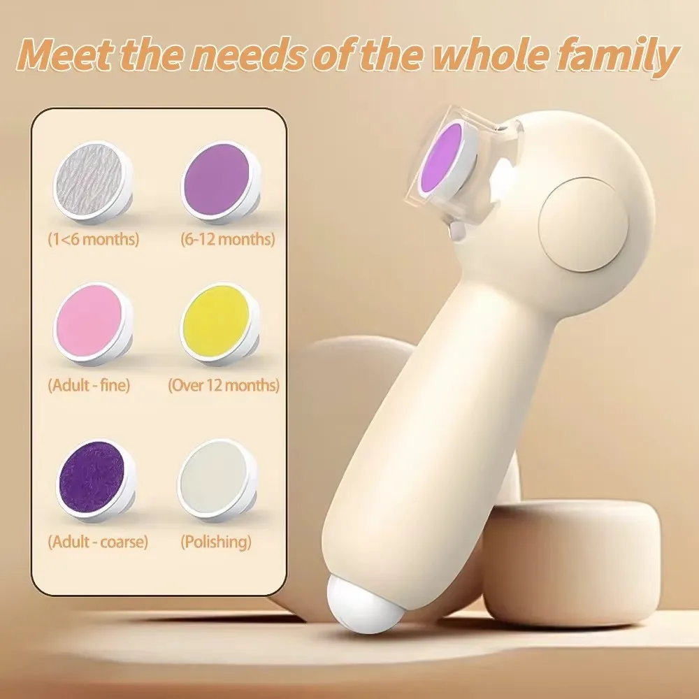 Children's Nail Grinder Set with LED Night Vision Electric Nail Care Kit for Toddlers Mom and Baby's Handy Assistant
