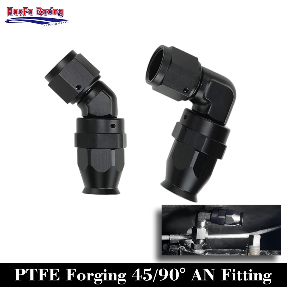 

AN10 PTFE Fuel Hose Fitting Adapter Oil cooler Fuel Pipe Line Forged Type Swivel Hose End Fitting 45°Degree 90°Degree Black 10AN