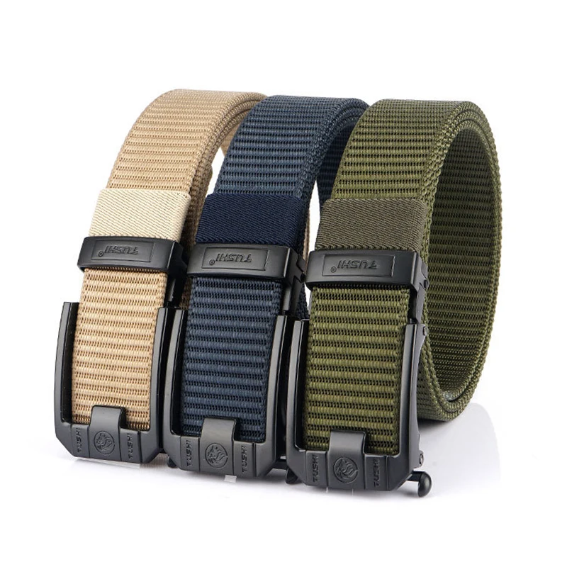 VATLTY Cinturón de hebilla automático para hombres 34 mm Cinturón táctico militar de nylon real Cinturón táctico antideslizante Cinturón de caza de