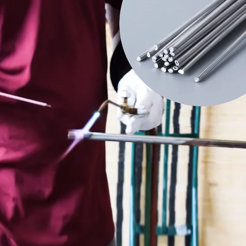 10/200pcs Aluminum Welding Rods Low Temperature Easy Melt Universal Silver Welding Cored Wire Rod Solder Repair Holes Hand Tools